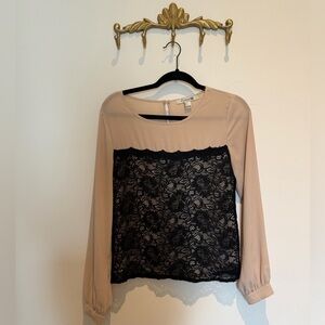 Forever 21 Beige and Black Lace Women's Top